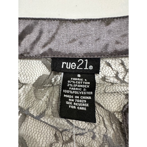 Gray Satin Lace Ruched Button Up Blouse Cap Sleeve Goth Steampunk S - Picture 3 of 6